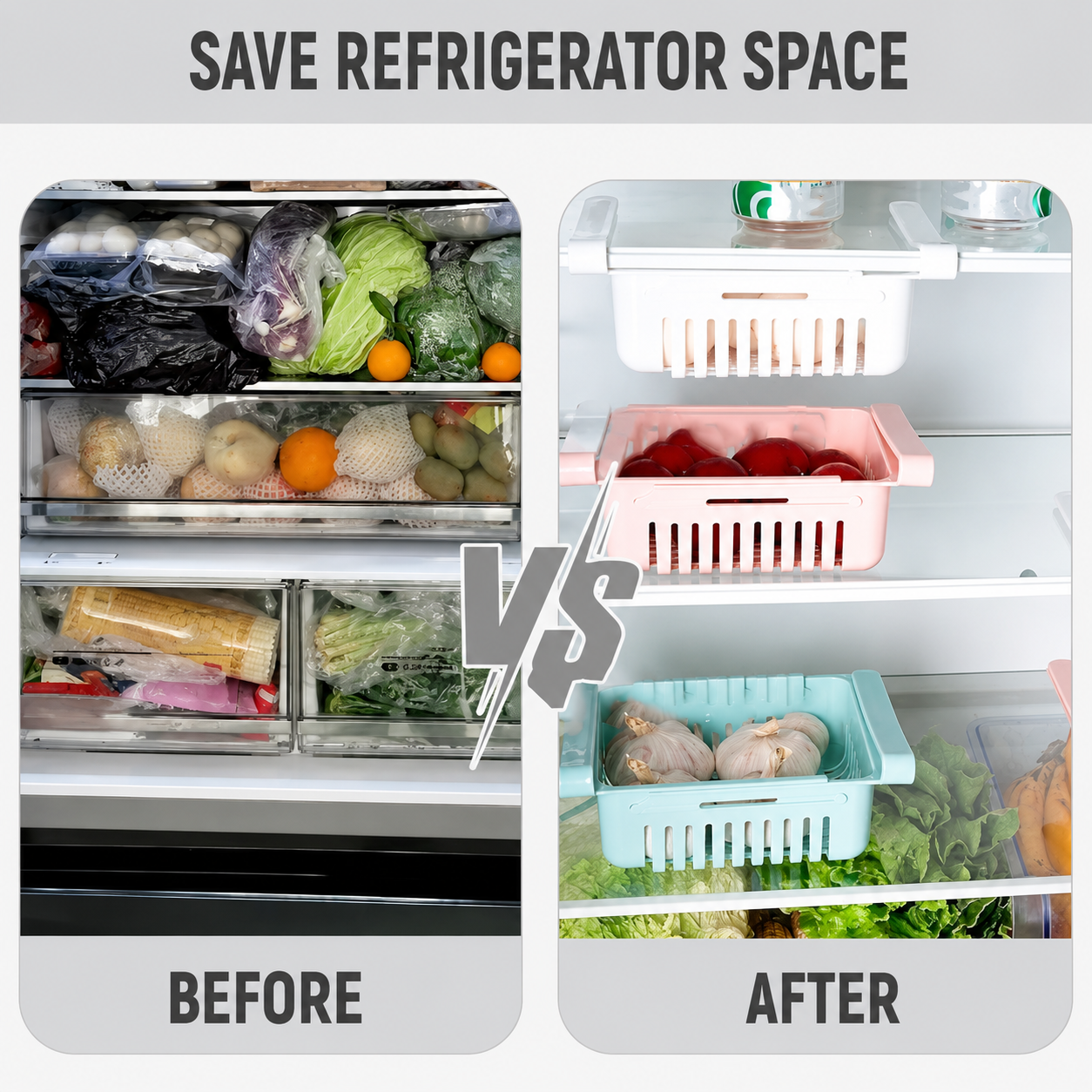 Stackable Fridge Organiser Set — Retractable Shelf Dividers