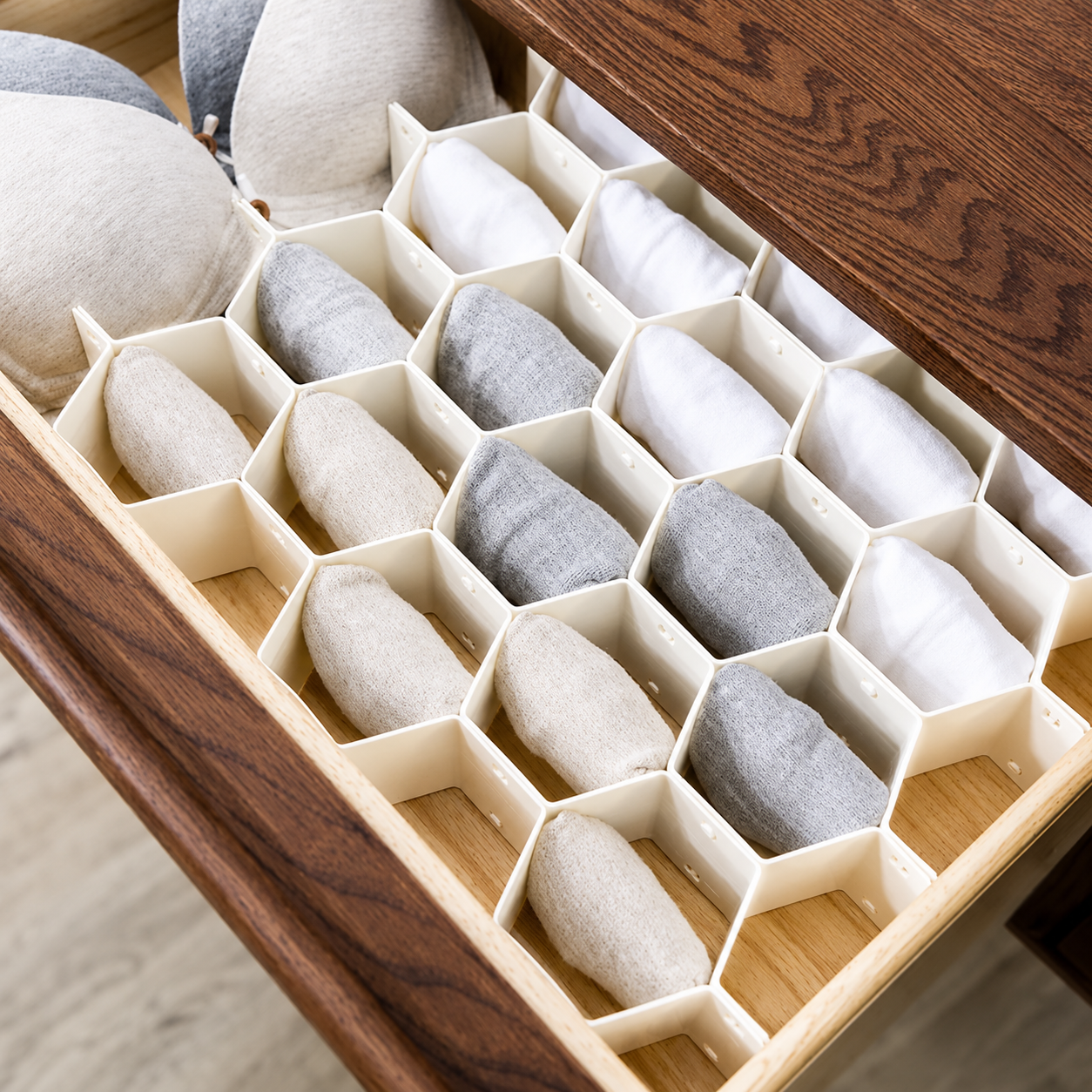 Honeycomb Drawer Organiser — Dividers for Socks, Underwear, and Etc