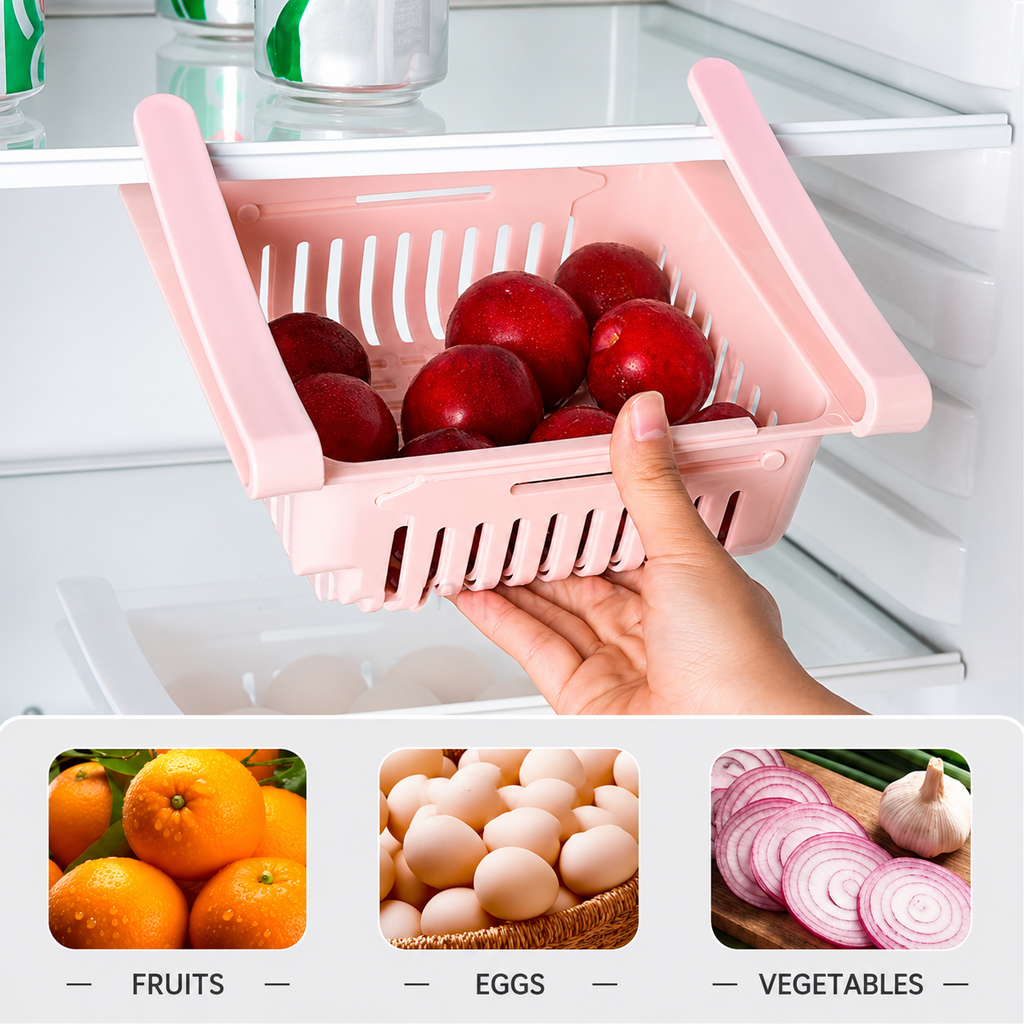 Stackable Fridge Organiser Set — Retractable Shelf Dividers